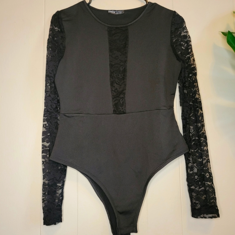 Lace long sleeve body suit